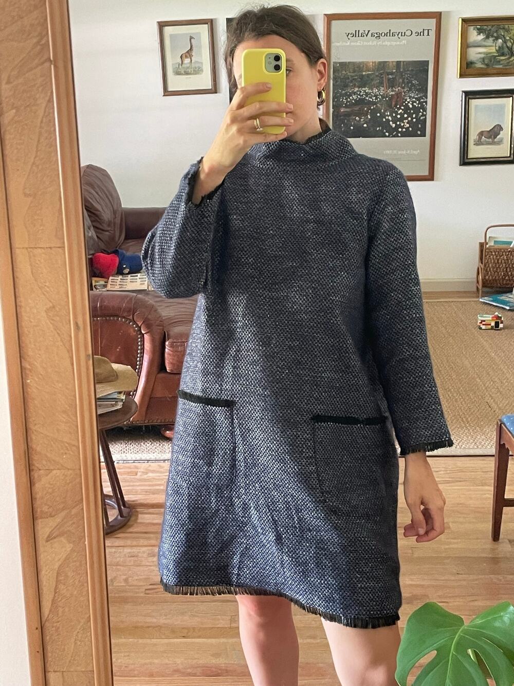 Ann Mashburn Tweed Mock Neck Long Sleeve Dress Size Medium